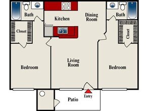 2 Bed 2 Bath 120 floor plan
